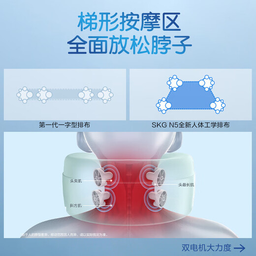 Skg cervical spine massager N5 sky blue Wang Yibo's same style shoulder and neck U-shaped pillow ring neck support hot compress massager for birthday and New Year gifts for boyfriend and girlfriend