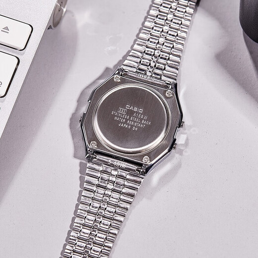 Casio (CASIO) sports waterproof retro classic small square student men and women small silver brick small silver block silver A159WA-N1D