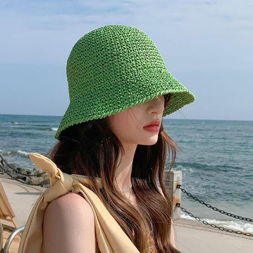 尊题（zunti）帽子女夏季草帽编织渔夫帽海边沙滩帽简约遮阳帽防晒透气太阳帽 白色 均码