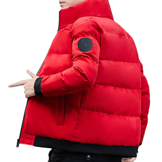 YOOOURTHING Cotton Clothes Men's 2026 Winter Fashion Stand-up Collar Slim Casual All-match Cotton Clothes Men's Thickened Jacket Short Cotton Jacket Black 2XL Recommended 115-135Jin Jin equals 0.5 kg