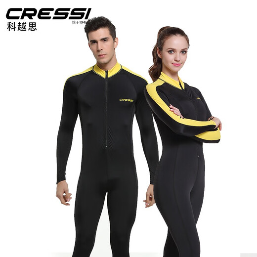 CRESSI Italian jellyfish snorkeling suit, one-piece diving suit, snorkeling suit, long-sleeved sun protection swimsuit for men and women, black blue M