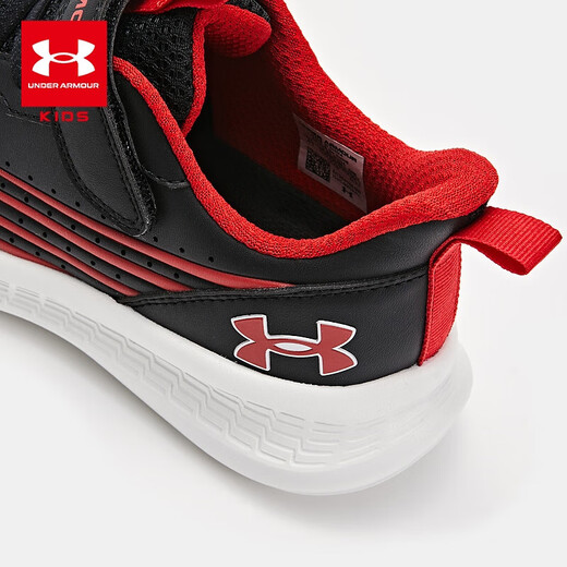 Under Armour [Real payment for 699 free running shoes] Children's sports shoes comfortable and versatile Velcro contrasting casual shoes for boys and girls Black/Red 33