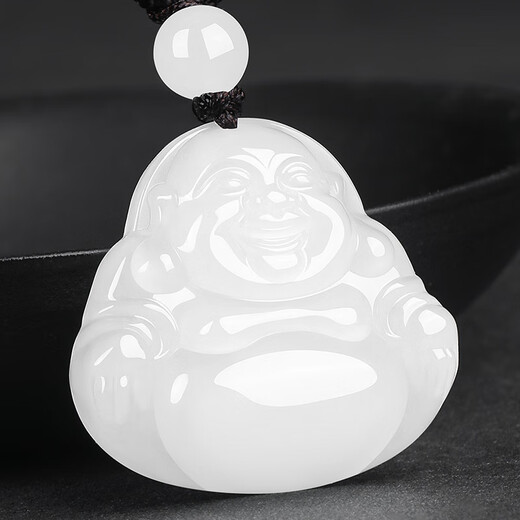 7000 Years Old Hetian Jade Pendant Mutton Fat White Guanyin Jade Pendant with Identification Certificate Jade Buddha (Medium Size)