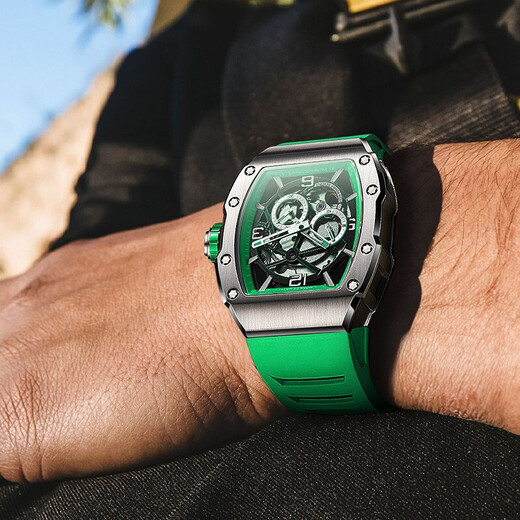
BONEST GATTI German watch men's mechanical watch barrel type fully automatic men's watch Valentine's Day birthday gift silver green BG9903-A4