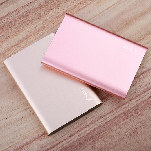 Kleine Festplatte (XDISK) USB3.0 mobile Festplatte 1 TB Doppelfestplatte Backup Metalloptik 2,5 Zoll Roségold externer externer Speicher Datenfoto Hochgeschwindigkeitsübertragung stoßfest