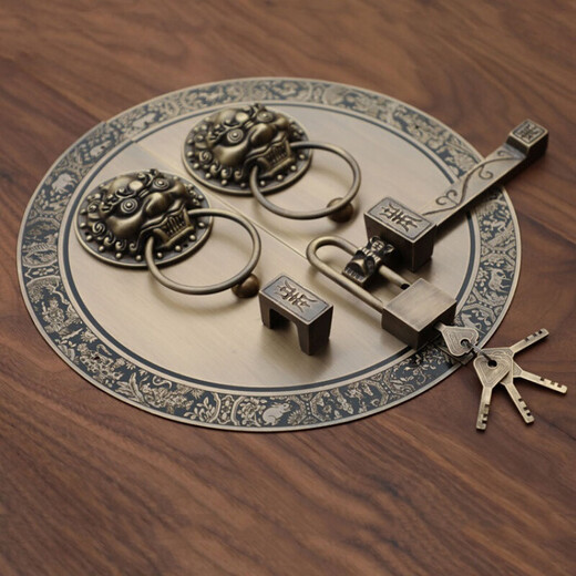 Jingsuo antique door lock handle hand-style copper door knocker villa courtyard wooden door bolt latch handle 35cmA style-3