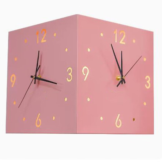 Xinkuashi 2025 new double-sided corner clock clock wall clock fashion internet celebrity creative simple wall traceless nail living room wall clock Arctic white plus induction lamp (battery version) 26cm