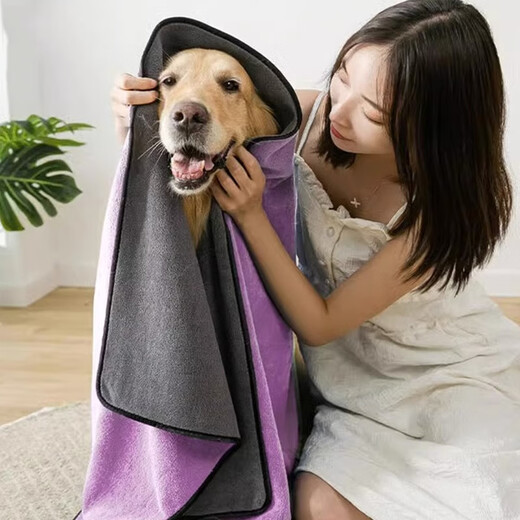 Hippidog pet absorbent towel thickened quick-drying Teddy Bichon dog bath towel cat bath towel non-stick hair supplies 1 piece Purple large size (140_70cm) No Specifications