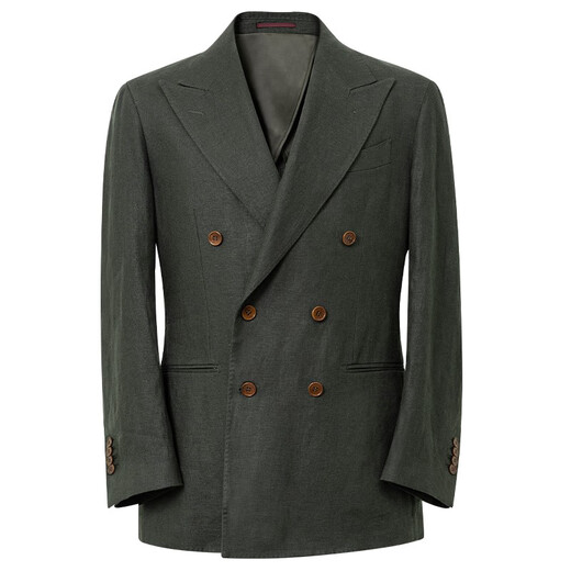 CULTUM 100% French linen autumn Italian style Naples lapel suit suit for men high-end business casual suit dark moss green single suit 175A /50A