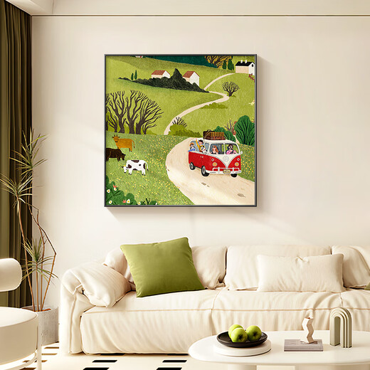 Long time no see, picturesque green entrance decoration painting, Nordic style entry entrance cabinet, living room display, high-end bedroom hanging painting