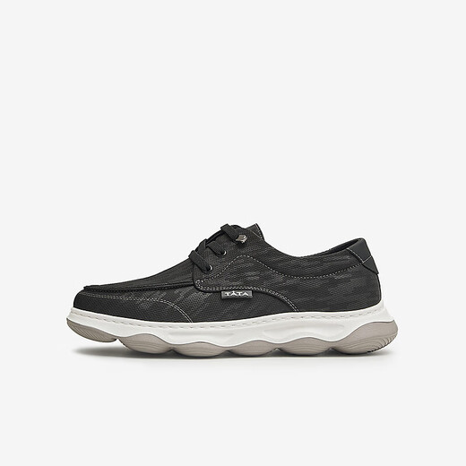 Heshe (TATA) thick sole casual canvas shoes for men soft sole comfortable daddy shoes 2024 summer new TER01BM4 black 40
