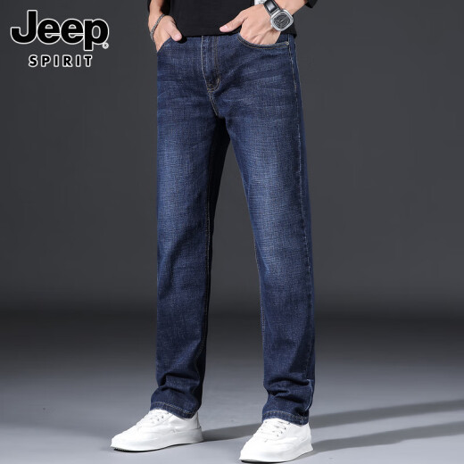 JEEP SPIRIT吉普男士牛仔裤男款秋冬新款美式弹力休闲百搭长裤子宽松直筒男裤 6211蓝黑色 32