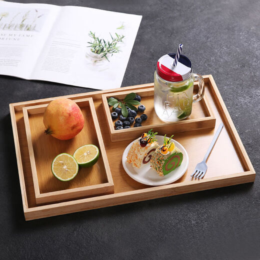 Zozi Bambus Holzschale Essschale Rechteckige Haushaltsholz Tablett Massives Holz Round Tablett Tee Tablett Grillschale Runde 21*21 cm