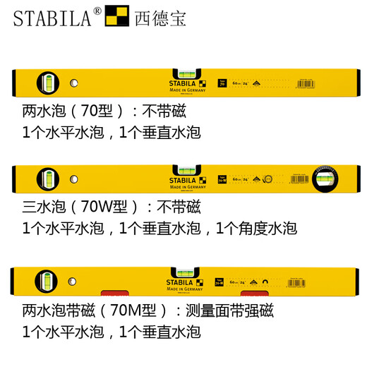 Xidebao spirit level aluminum alloy high-precision industrial grade level water ruler measuring tool 3 blisters 2 meters 2 vertical and horizontal