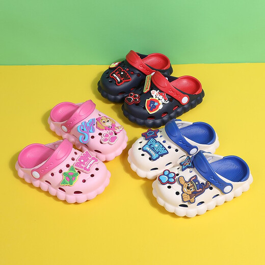 PAW PATROL PAW Team Children's Slippers Summer Boys and Girls Baby Croc Shoes Indoor Non-Slip Soft Bottom Toddler Baotou Sandals 3101 Rice White Archie 17 Inner Length 17cm 170 Code