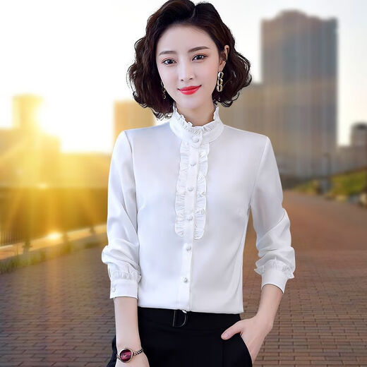 FHHUABD AUTOMNE RAYS FEMMES CHIRTES DE BASE LONGES LONGES LAGE MISE MAIS SANS MAIS SORT Collier Collier en mousseline de mousseline Femme 5012 Abricot Couleur plus enleme