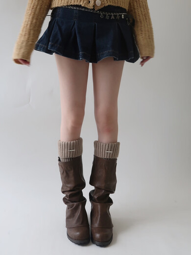 Qipao new style leg covers for women jk hot girl shoe covers with metal labels gray pile socks knitted socks covers y2k autumn and winter a40 coffee color 1 piece one size fits all