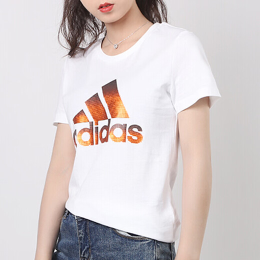 阿迪达斯（adidas）女装 夏季新款舒适透气跑步训练休闲棉质运动服短袖T恤 FJ5012/白色 S