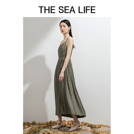 THE SEA LIFE连衣裙女欧海一生轻奢吊带连衣裙秋不含腰带 A12013 微光绿 M