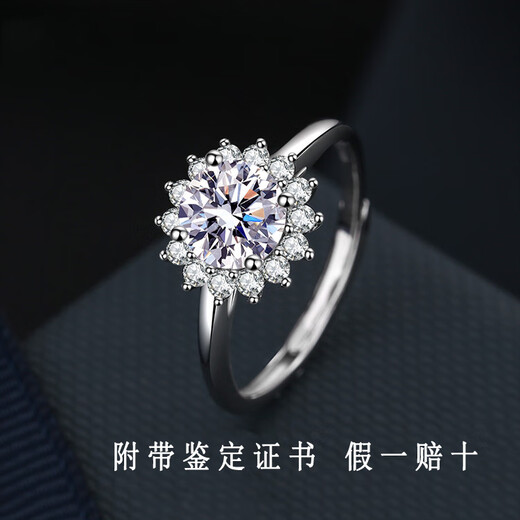 EothPT950 platinum one carat sunflower moissanite diamond ring for women platinum 520 lover birthday gift for girlfriend PT950 platinum sunflower moissanite ring + certificate