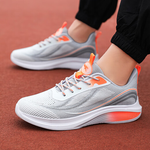 Adachi Foot Fitness Men's Shoes Spring and Autumn Breathable Thin Mesh Running Shoes Hollow Men's Sports Shoes Travel Shoes Women's Shoes Summer Single Mesh Breathable ZH6636 White Gray Orange 39