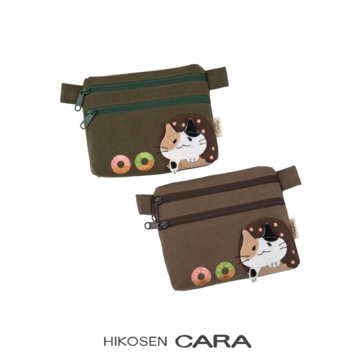 卡拉猫（HIKOSEN CARA）甜甜圈猫咪卡包迷你女手拿化妆包零钱包小包包 璃宽茶