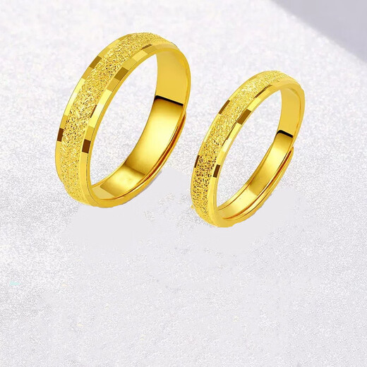 Fat Donglai quality k gold couple ring Hong Kong duty-free gold 18K gold new frosted ring new live purchase couple ring