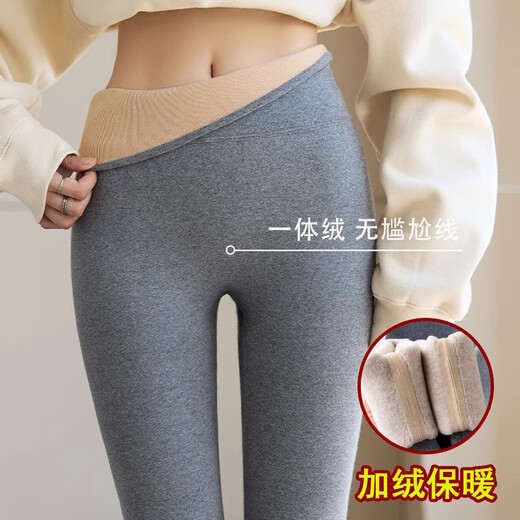 Jerry Mock velvet leggings for women, autumn and winter thickened thermal pants without embarrassing lines, one-piece velvet cotton pants, medium gray - no embarrassing lines, light and warm style 12-25 L recommended 100-120 Jin Jin equals 0.5 kg