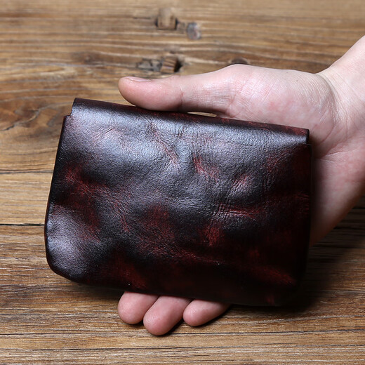 JLFGPJ复古真皮卡包植鞣头层牛皮简约女零钱包做旧硬币收纳包男驾驶证包 深棕色 1个