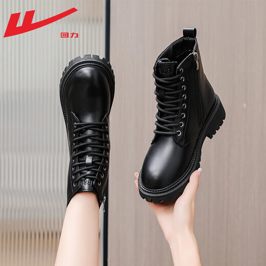 Официальные ботинки martin Warrior, женская обувь, осенне-зимняя женская обувь в британском стиле с высоким берцем на толстой подошве, рабочая одежда с увеличенным размером, короткие сапоги, женские черные 38