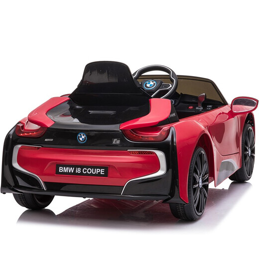 BeRica BMW I8 authorized baby electric car remote control car children's toy car can sit on baby swing four-wheel red four-wheel drive swing + remote control foam wheel leather seat