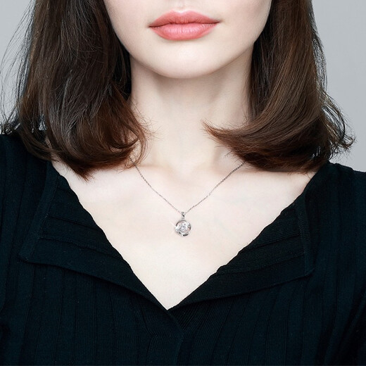 LAOLATU 999 platinum necklace for women PT950 platinum rose pendant light luxury Chinese Valentine's Day gift for girlfriend and wife 999 platinum necklace + pt950 topaz pendant