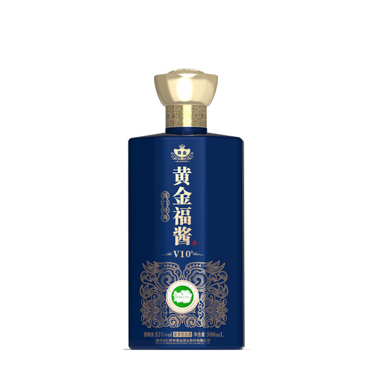 黄金酱酒 53度 贵州茅台镇 酱香型白酒 礼盒装 黄金福酱V10 单瓶装 500ml