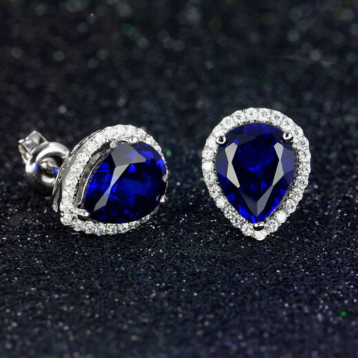 Sapphire earrings, 925 silver inlaid with carat colored gems, tanzanite jewelry earrings, plated with 18K gold, women's blue earrings