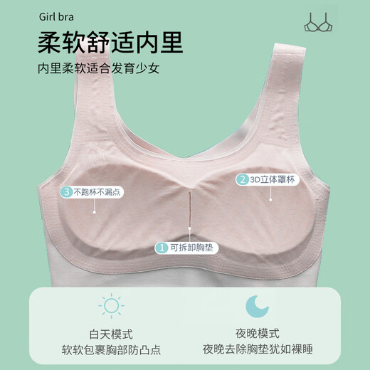 Langsha Girl Unterwäscheentwicklung Stufe Mädchen Junior High School Schüler High School Schülern BH Antibakteriell markless dünner Welle 2 Pack m
