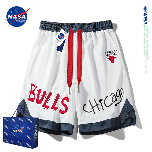 NASADKGM trendy brand shorts men's summer thin American Bulls casual sports five-point pants loose mid-pants basketball training pants black-NASA joint XL (recommended 135-150Jin Jin equals 0.5 kg)
