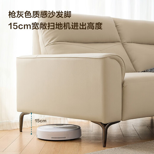 Lin's Home Genuine Cuero Sofá Sala de estar Top Capeta Sofá Sofá Pequeño apartamento Ligera de lujo de cuero italiano Muebles de cuero recto S196 Pearl Gray 3.22m