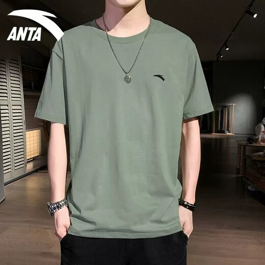 Anta (Anta) Ice Seide Kurztrocknend kurzärmeliges T-Shirt für Männer 2025 Frühlings- und Sommermänner Kühle atmungsaktive elastische Lauffitness Sportbekleidung Grau [Ice Seide Schnellrocknen] L /175 für 120-140jin geeignet [Jin gleich 0,5 kg]