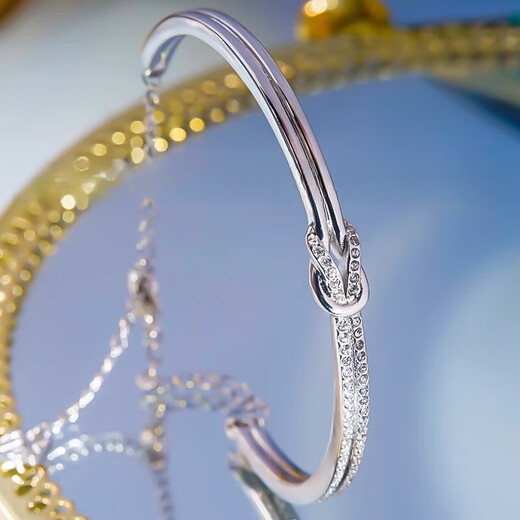 DR-FLVVS Fat Donglai same style pt950 platinum bracelet double row bow silver bracelet bracelet for women simple versatile temperament women platinum