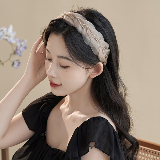 Chimera (CHIMERA) fashionable Korean hair band headband going out crushed hair face wash headband hair accessories headband hair apricot girl birthday gift