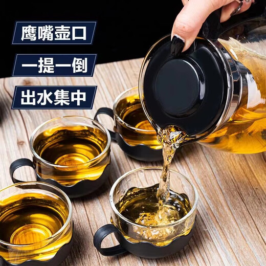 Glass teapot high temperature resistant teapot flower teapot office large capacity business tea maker kettle tea set 1 liter teapot single