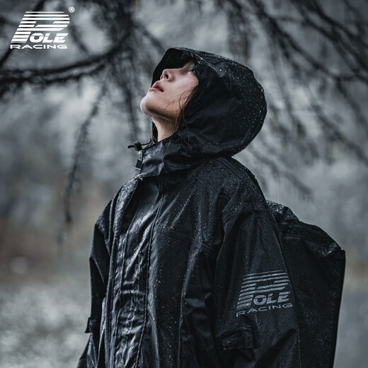 POLE-RACING摩托车骑行雨衣分体舒适扩容雨衣套装防水防暴雨时尚反光设计 AR867暗夜黑 XXL码(180-200斤)