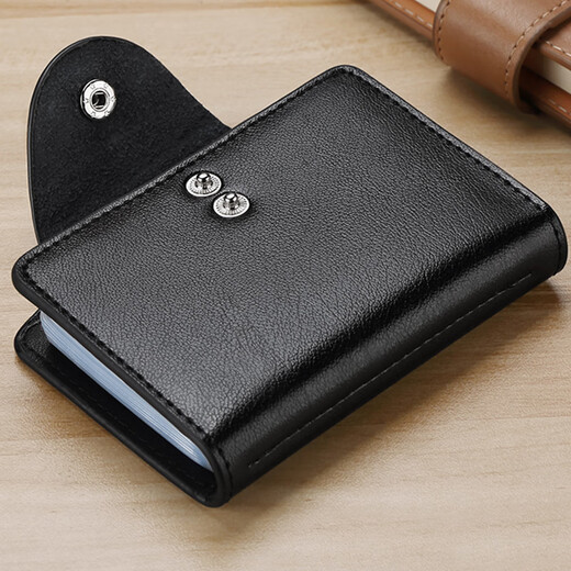 Bolsa de tarjeta de vaca Castle Castle para hombres, múltiples tarjetas, licencia de conducir, estuche de cuero, caja de tarjeta de banco de almacenamiento de vaca, bolsa de tarjeta, bolsa de identificación femenina pequeña, actualización negra [20 posiciones de tarjetas + 2 posiciones de identificación]