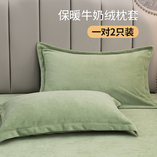 Pair of milk velvet pillowcases, autumn coral velvet pillowcase, single pillow 48x74cm, single pillowcase thickened, dark gray, one pillowcase + one pure pillow core, 40cmx50cm