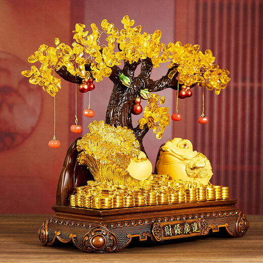 铜雀天骄金蟾白菜发财树开业招财大摆件新店公司开业大吉礼物乔迁高档礼品 财源广进尺寸约35*15*36cm