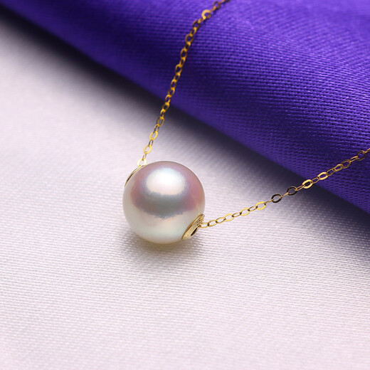 Zhenmei Jewelry Japan Akoya Passepartout Fashion Pearl Pendant Seawater Pearl Necklace Clavicle Chain Exquisite and Beautiful 18K Gold O-Line Chain 8.5-9MM