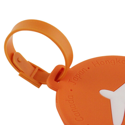Bangeri Box de viaje Silicone Lanyard Etiquetas de equipaje, etiquetas de check-in de dibujos animados de bolsa, conocimiento de embarque, naranja