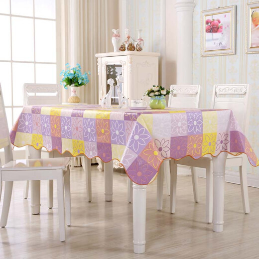 Dry room tablecloth cover pvcpvea living room tablecloth waterproof, anti-scalding, anti-oil, wash-free round table tablecloth plastic rectangular blue windmill 105*152cm