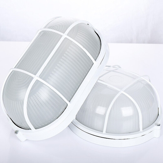 Junhong LED explosion-proof lamp waterproof lamp moisture-proof lamp all-aluminum three-proof lamp bathroom balcony warehouse factory lampshade outdoor lamp wall lamp ceiling lamp all-aluminum medium oval + 18Wled light bulb