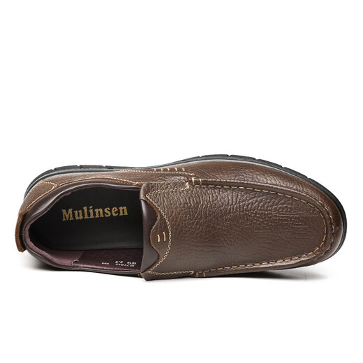 Mulinsen (MULINSEN) business men's shoes, daily simple casual shoes, office cowhide leather shoes, breathable middle-aged dad's shoes, dark brown, size 41 SL77342